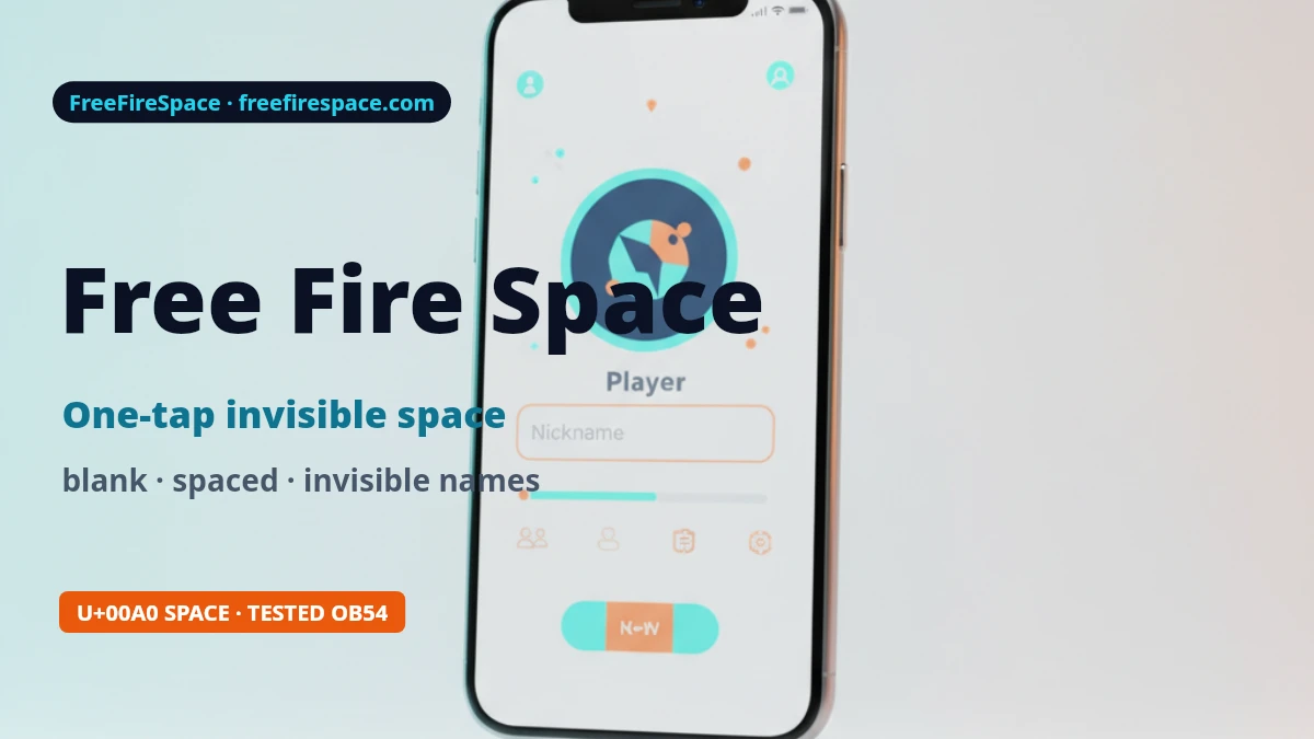 Free Fire Space invisible name and blank name tool (U+00A0)