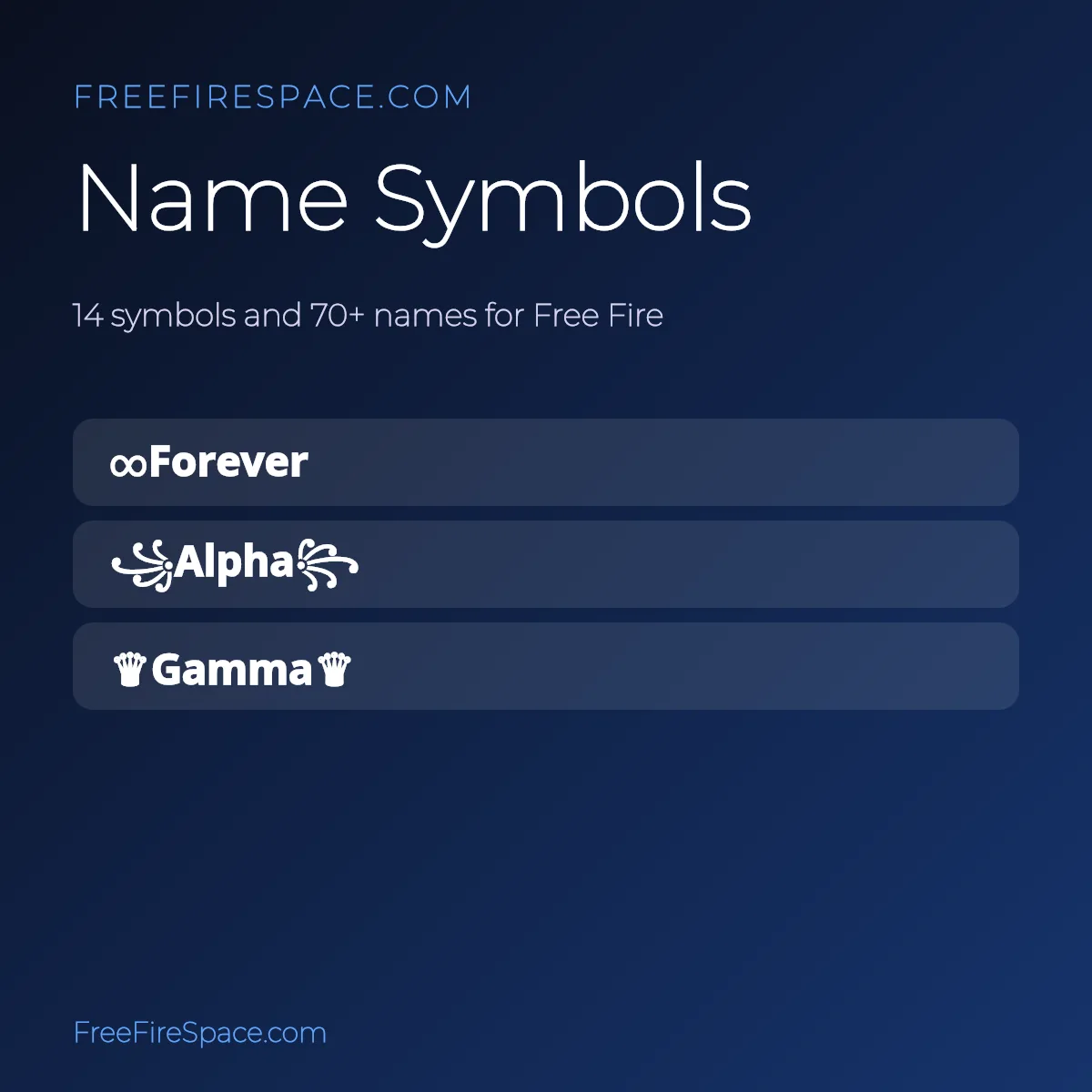 Free Fire name symbols with Unicode codes to copy